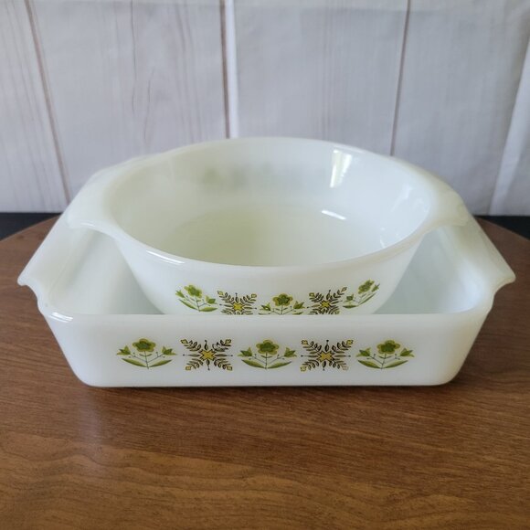 Anchor Hocking Other - 2 Pc Set. Vintage Anchor Hocking Fire King USA, Casserole, Meadow Green EUC